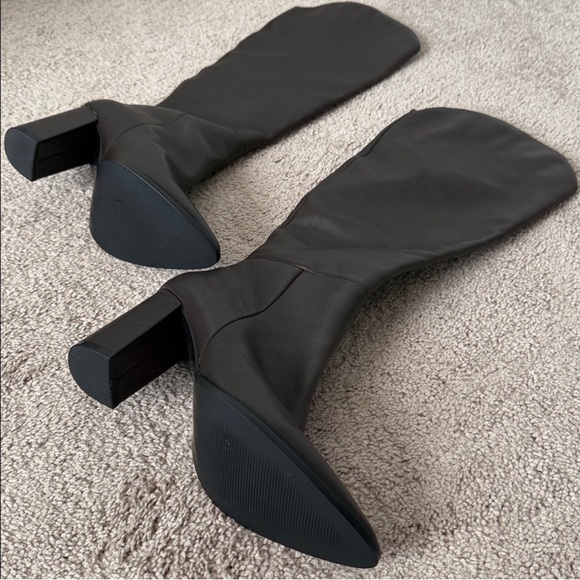 Steve Madden bixby chocolate brown leather heel knee high boots western 8 - Picture 5 of 8